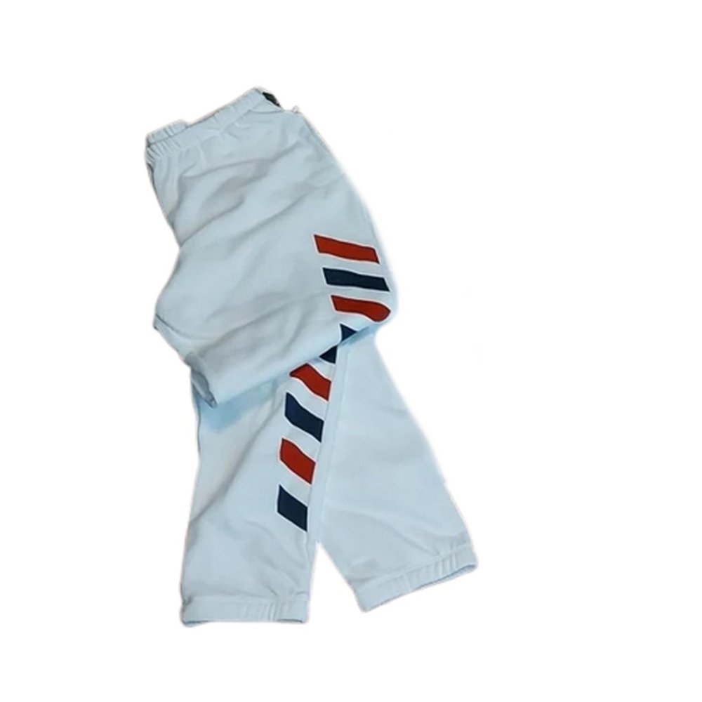 Grayson Threads Fleece Joggers with Red/Blue Graphic - White, New With Tags
